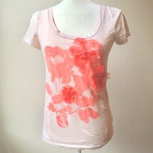 J.Crew Pink Tulle Blossom Art Short Sleeve T-Shirt